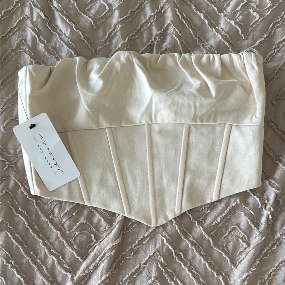 American Threads Cream Crop Top